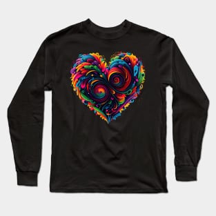 Heart in swirls of neon colors Long Sleeve T-Shirt